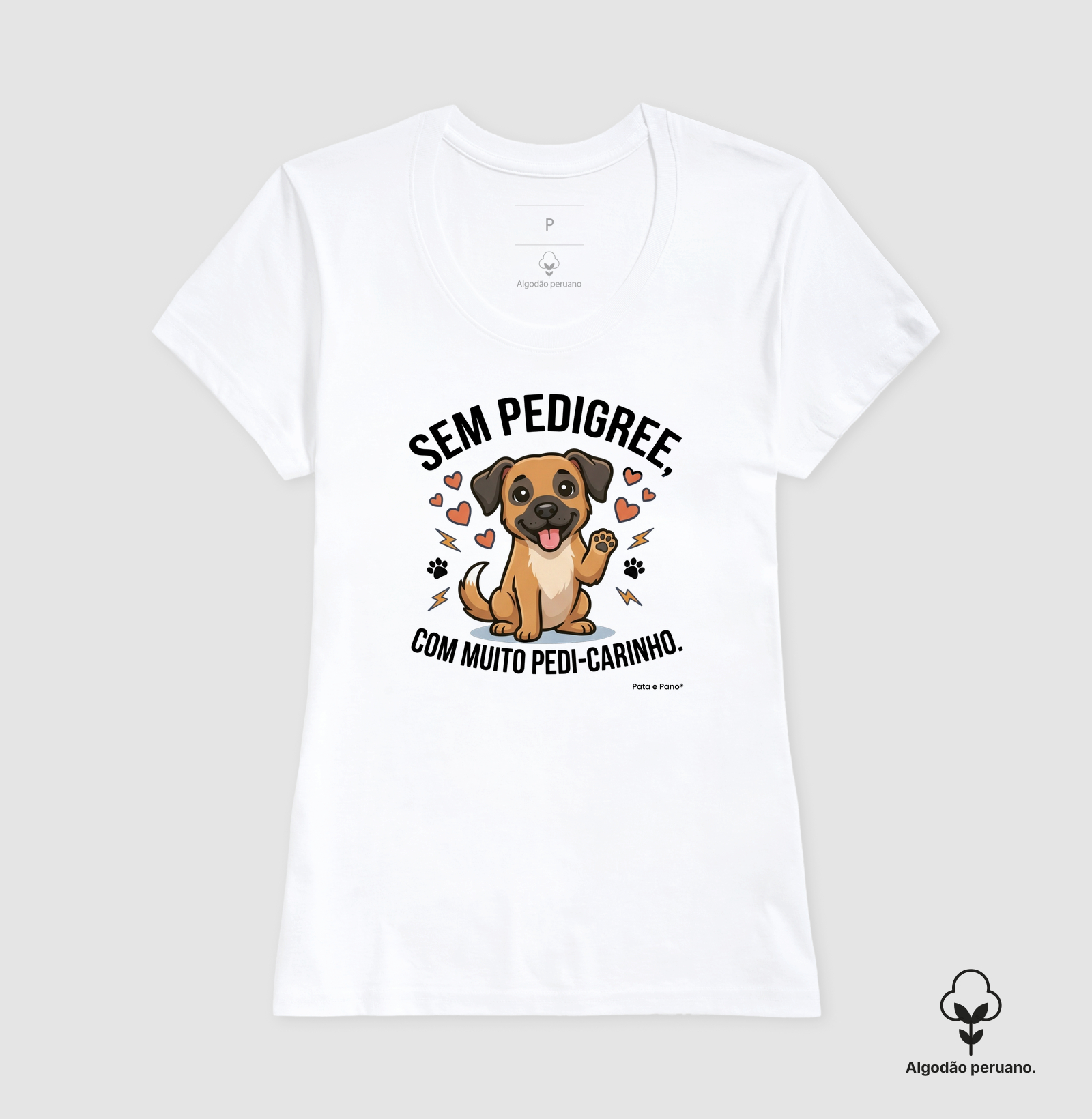 CAMISETA ALGODÃO PERUANO VIRA-LATA PEDI-CARINHO - Imagem 3