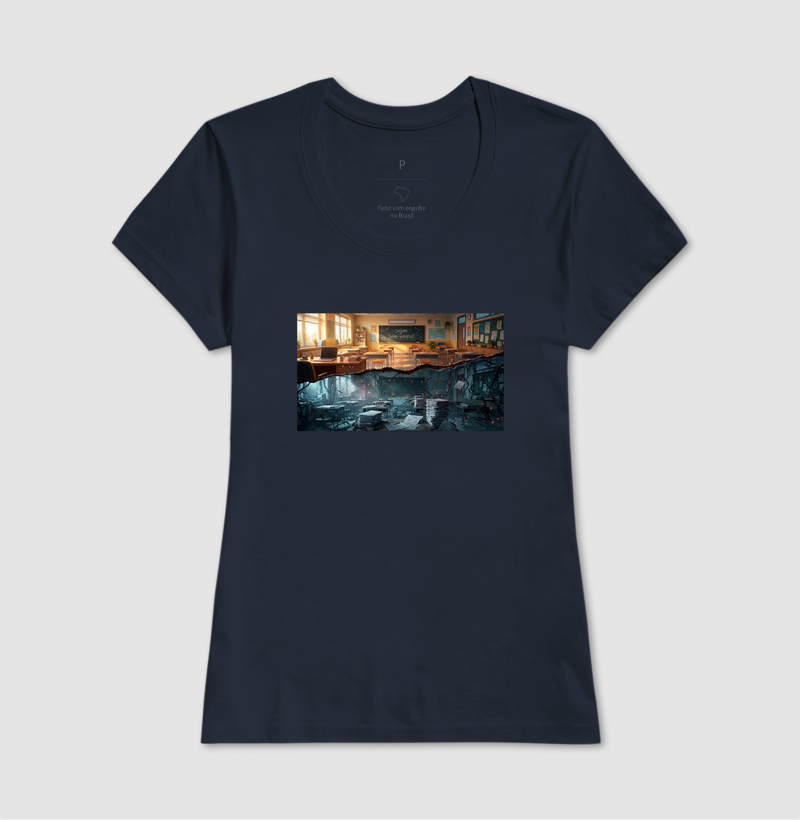 Camiseta Unissex Algodão Sala de Aula Mundo Invertido - Imagem 7