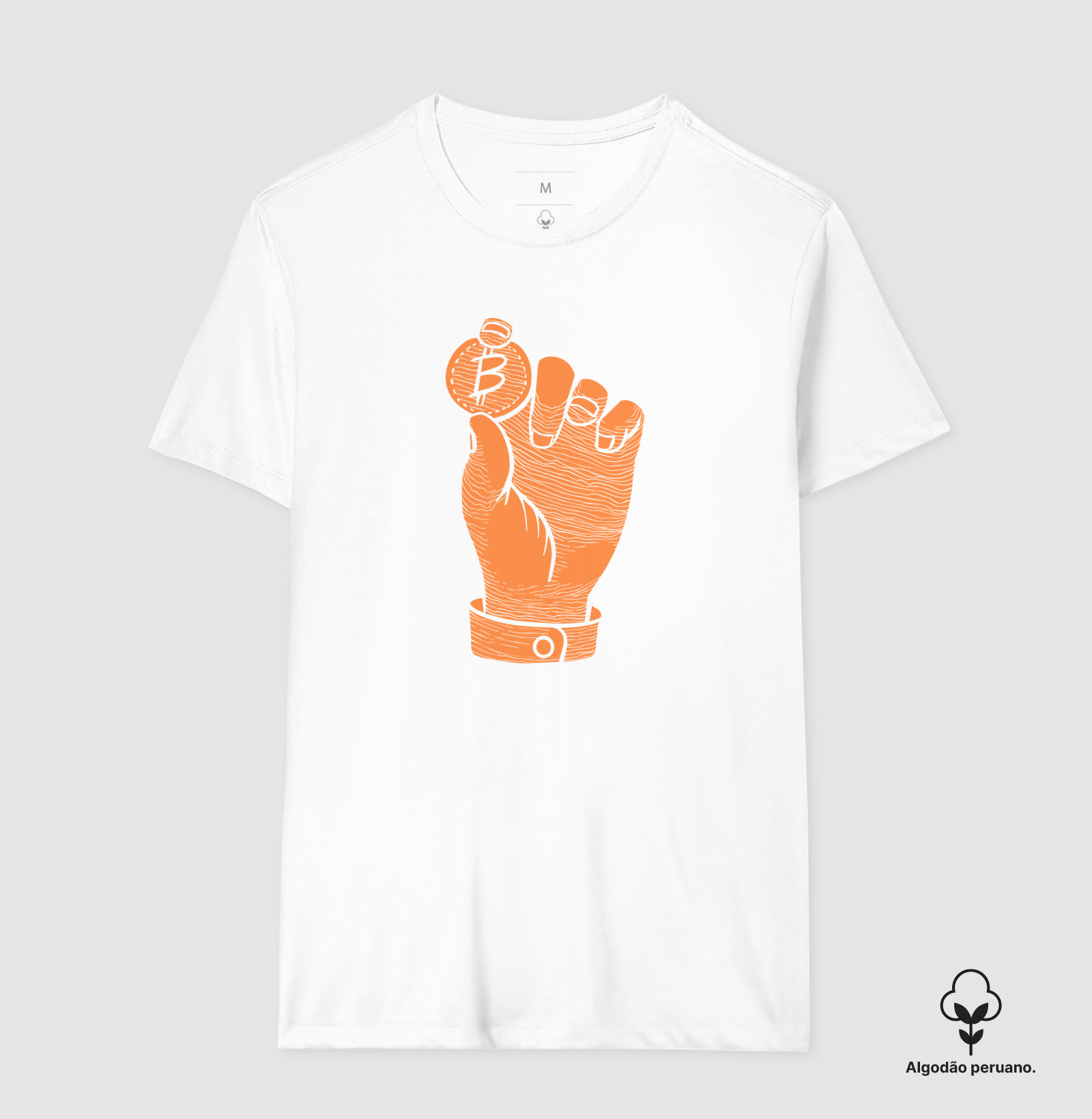 Camiseta Bitcoin Mão da Liberdade Algodão peruano - Imagem 8