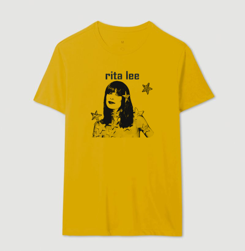 Camiseta Unissex de Algodão Rita Lee Estampada em Preto e Branco - Imagem 5