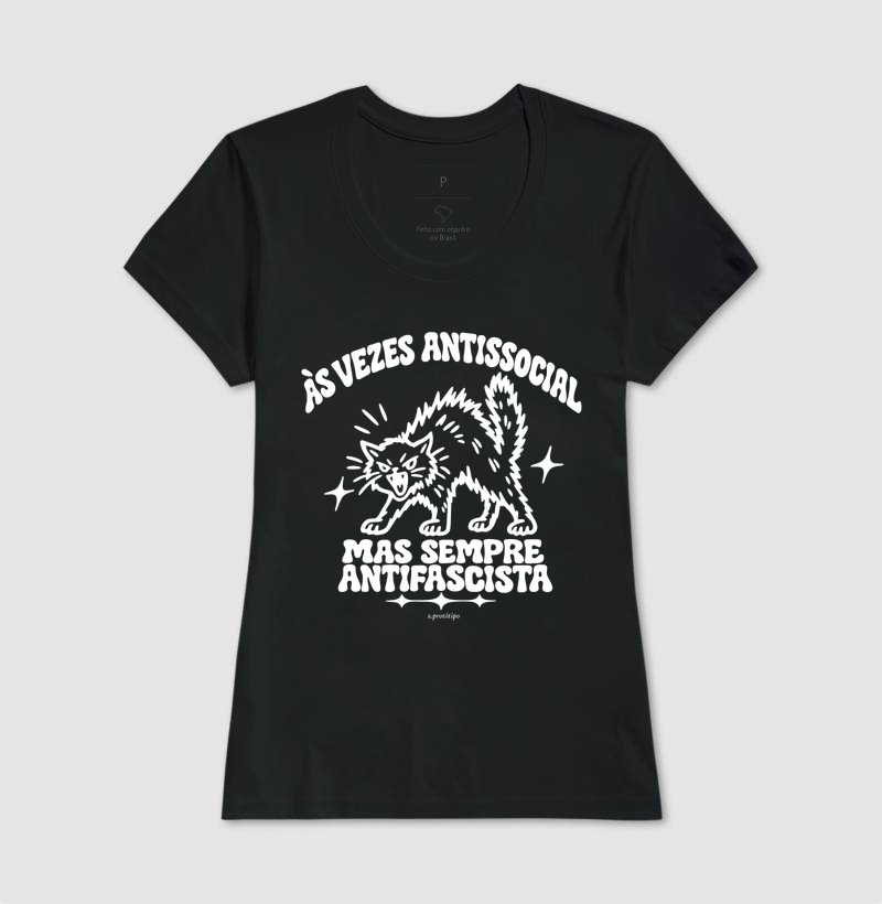 Camiseta Às Vezes Antissocial, Mas Sempre Antifascista (a virada) - Imagem 3
