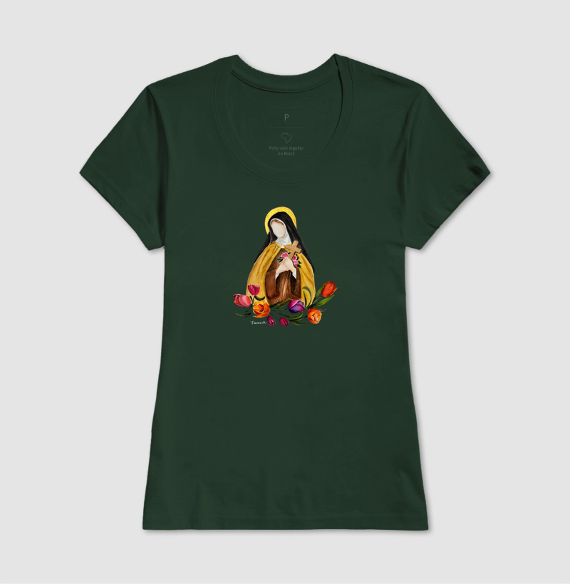 Camiseta Santa Terezinha das Rosas – Arte em Aquarela Taana de Sousa Araújo - Imagem 14