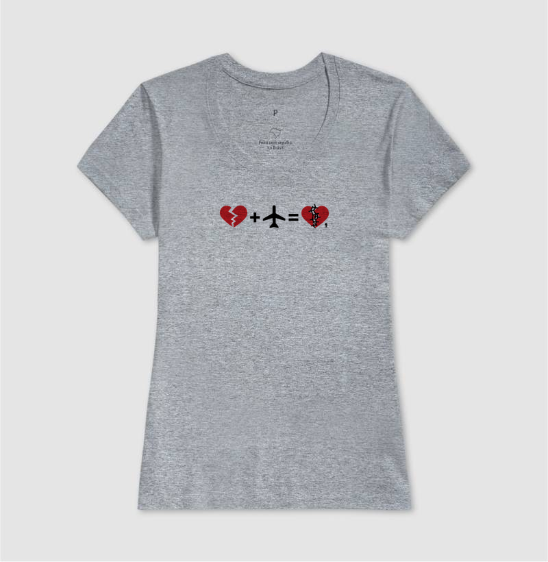 Camiseta Coracao Partido Mais Aviao Igual Coracao Curado | Equacao Viagem Humor | Colecao Viciados em Viagem - Imagem 12