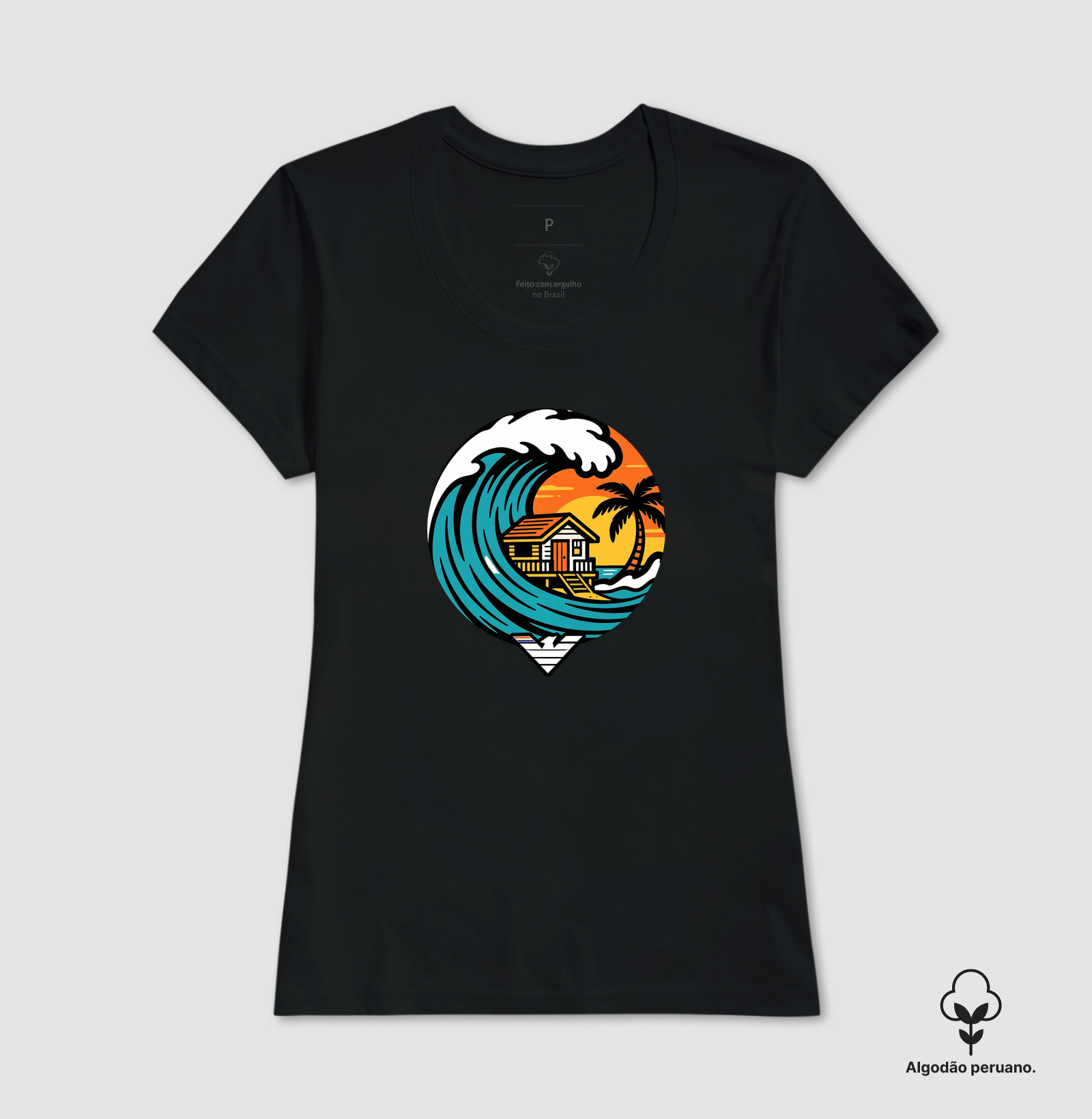 Paraíso no mar - estampa exclusiva.  Sente a brisa, ouça o som das ondas e leve a vibe do paraíso pra onde você for! Mais que uma camiseta - é levar o paraíso com você todo dia. - Imagem 3