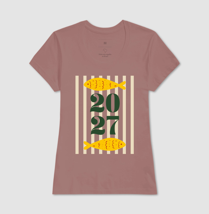 Camiseta Ano Novo 2027 Peixe Mediterrâneo Algodão - Imagem 18
