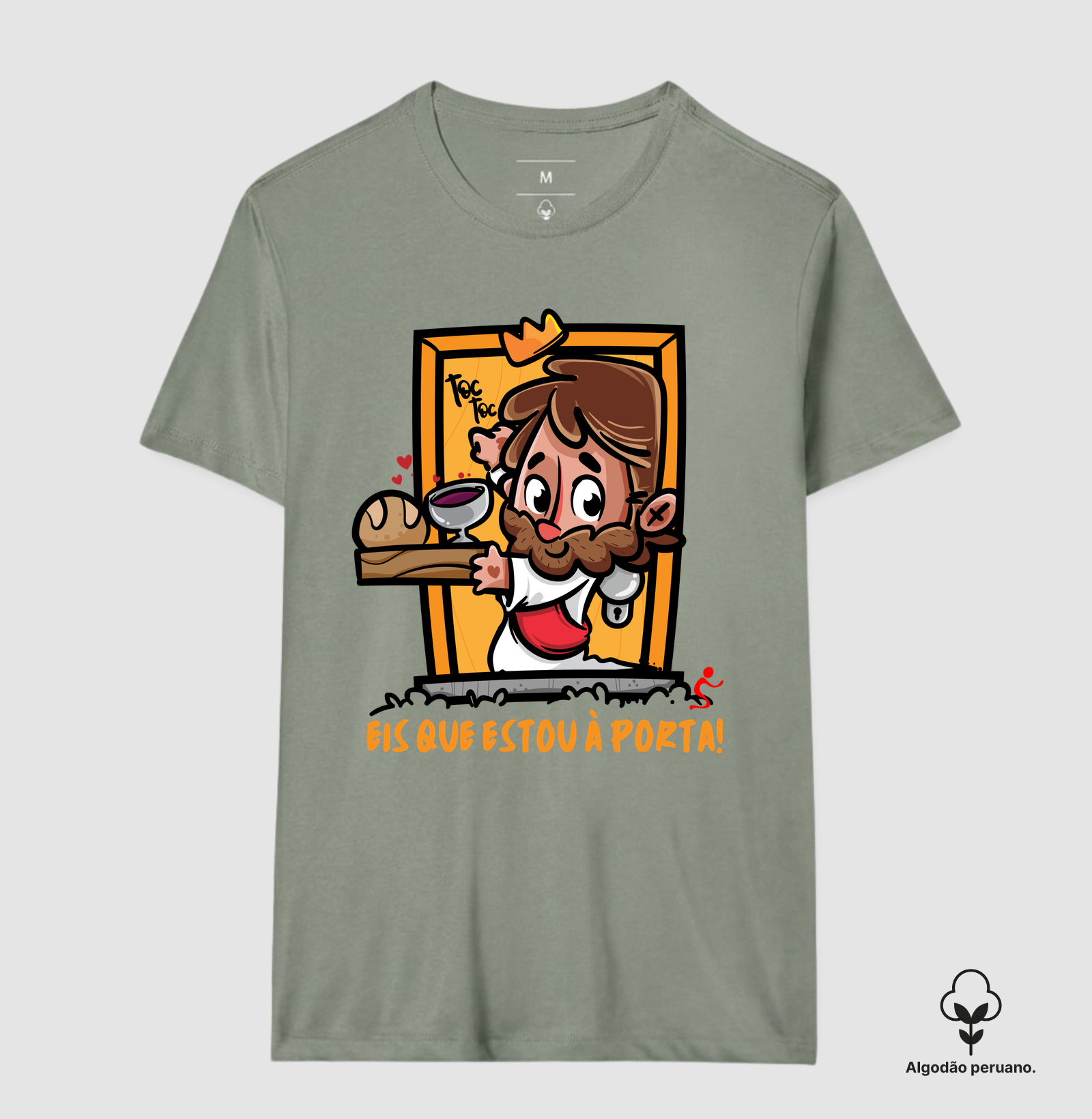 Camiseta Algodão Peruano Cristã Jesus Está à Porta - Imagem 7