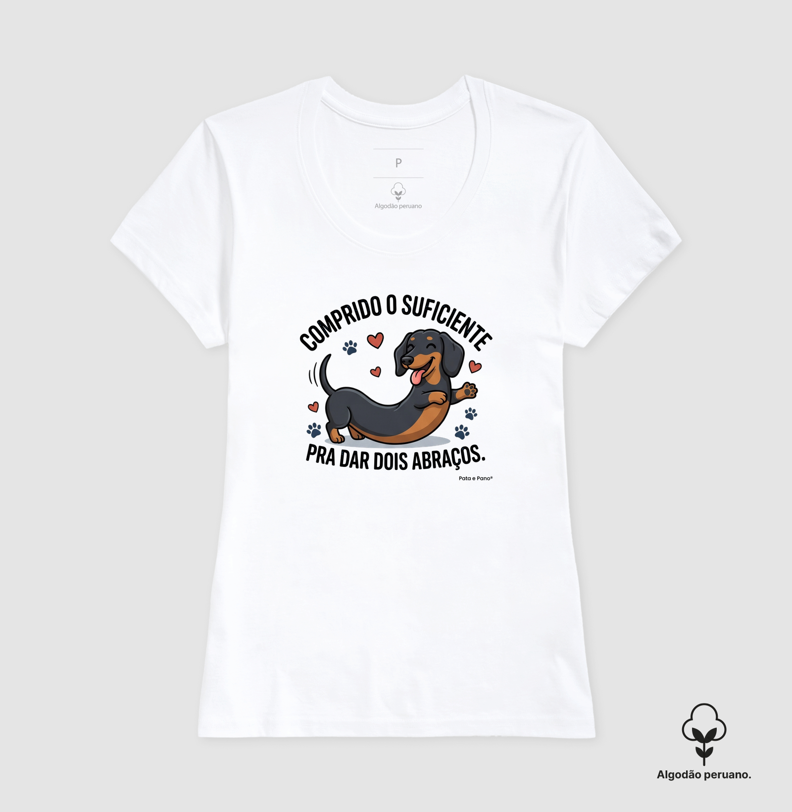 CAMISETA ALGODÃO PERUANO DACHSHUND ABRAÇOS - Imagem 6