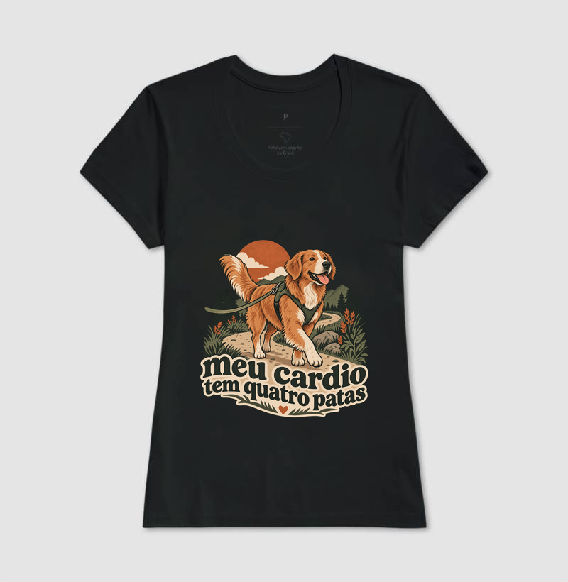 Camiseta Cachorro Passeio "meu cardio tem quatro patas" | Pelo & Pano - Imagem 4