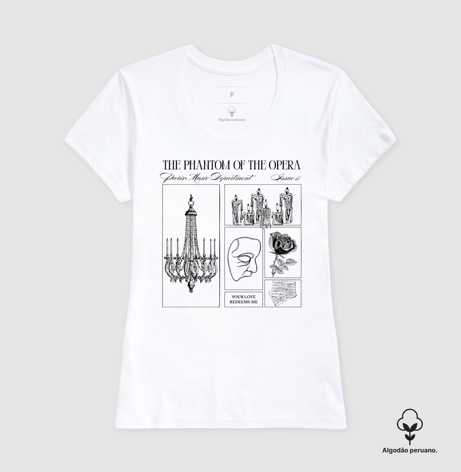 Camiseta O Fantasma da Ópera | Literatura Gótica  | Algodão Peruano  - Imagem 4