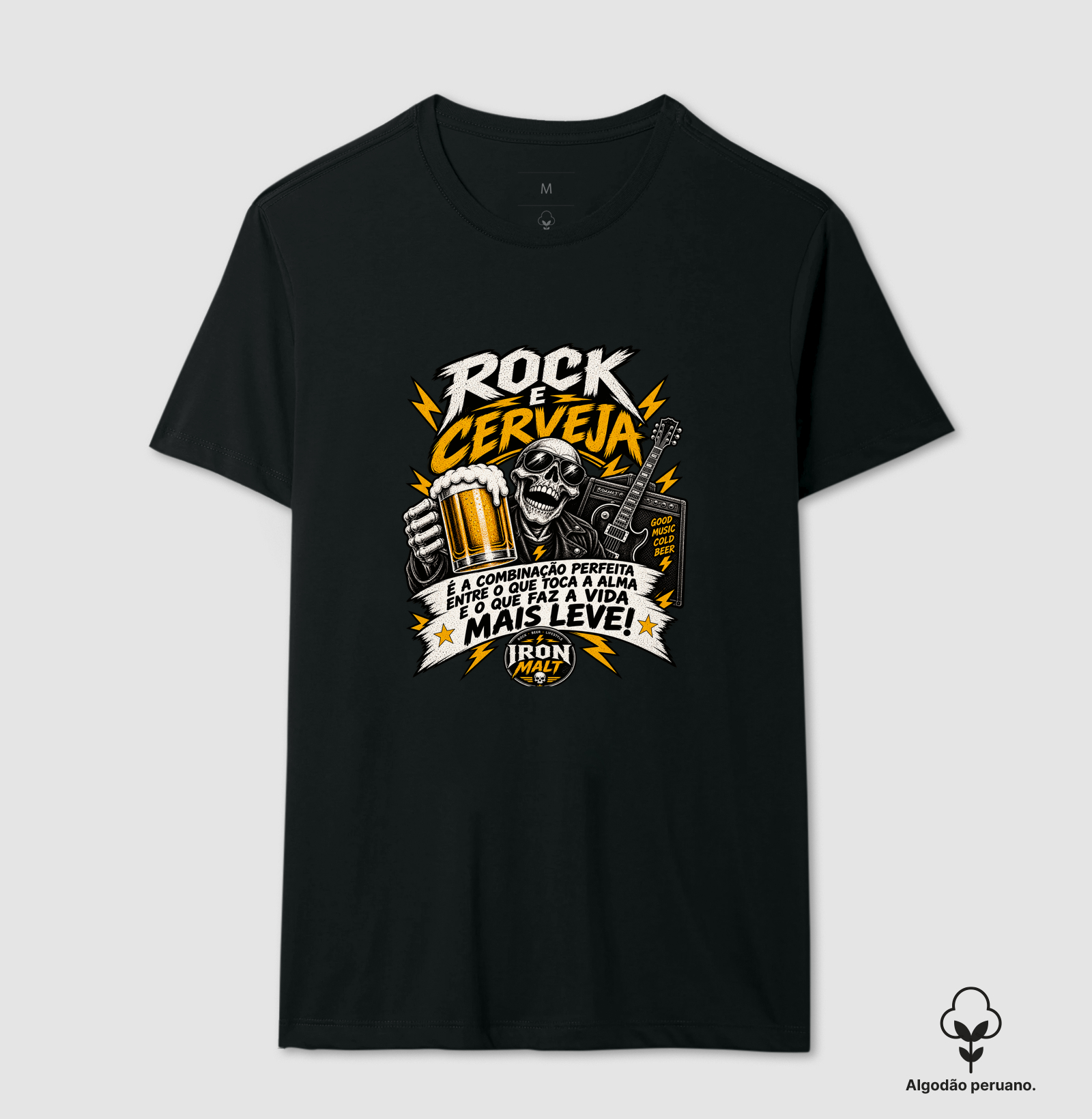 Camiseta Rock e Cerveja – Estampa Rock and Roll, Música e Cerveja - Imagem 2