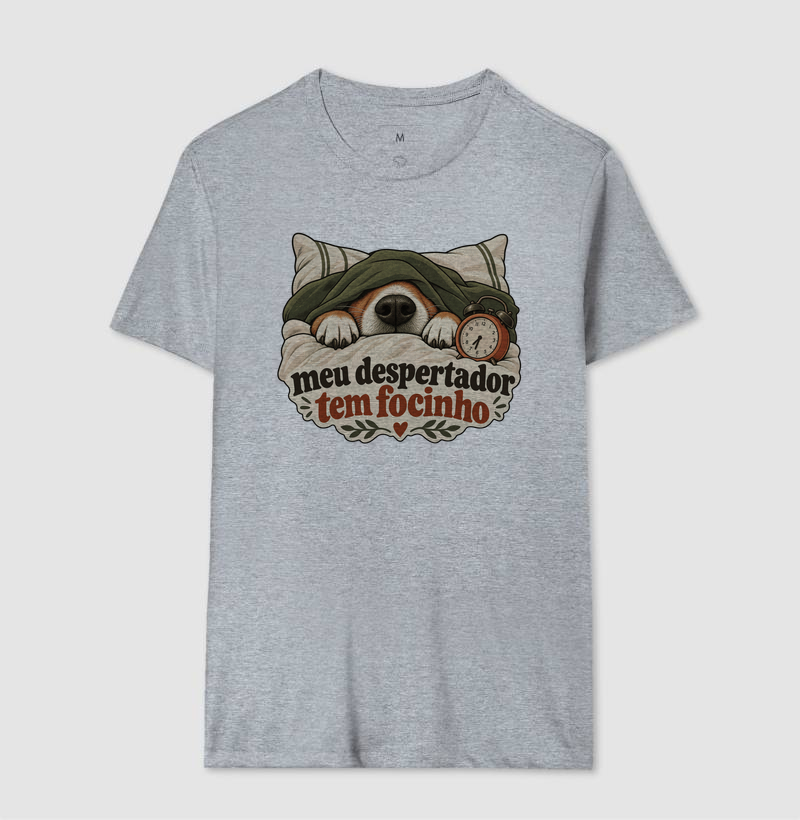 Camiseta Cachorro Humor "meu despertador tem focinho" | Pelo & Pano - Imagem 8
