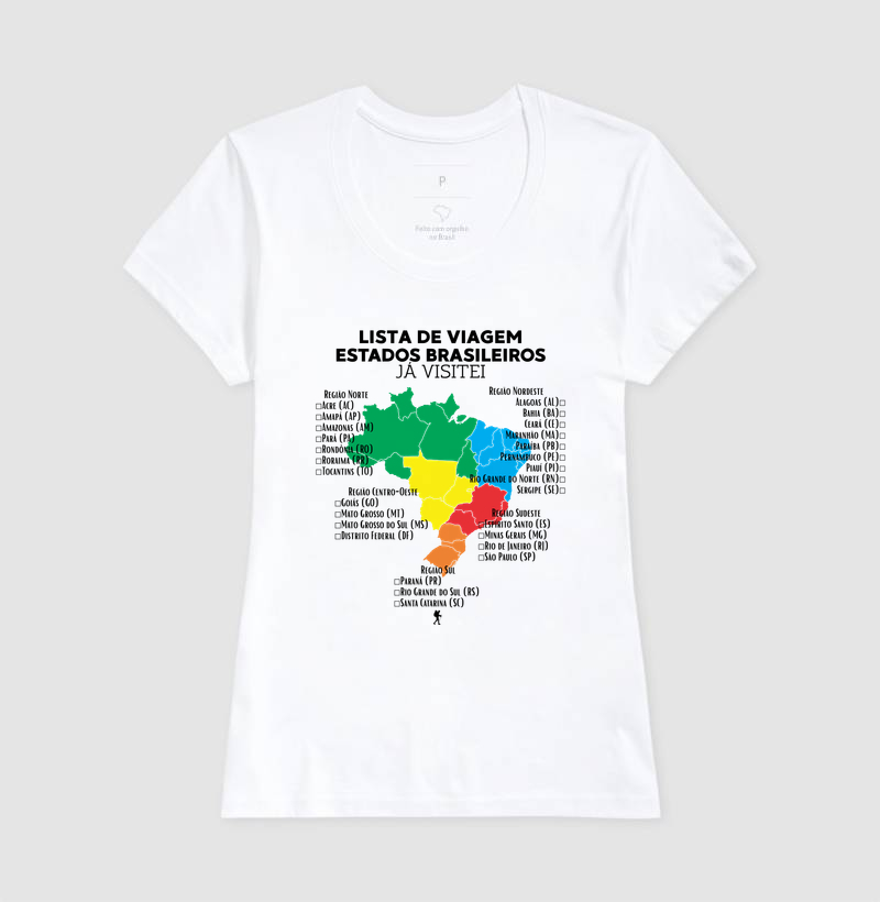 Camiseta Lista de Viagem Estados Brasileiros Ja Visitei | Mapa Brasil Auto Personalizavel | Colecao Personalizaveis - Imagem 8