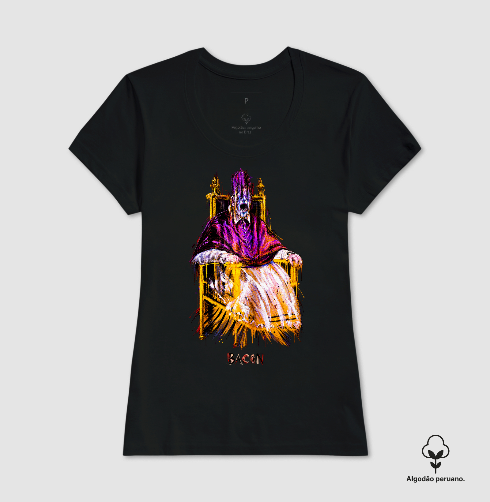 Camiseta Cult Papa Gritando Francis Bacon Algodão Peruano Premium - Imagem 3