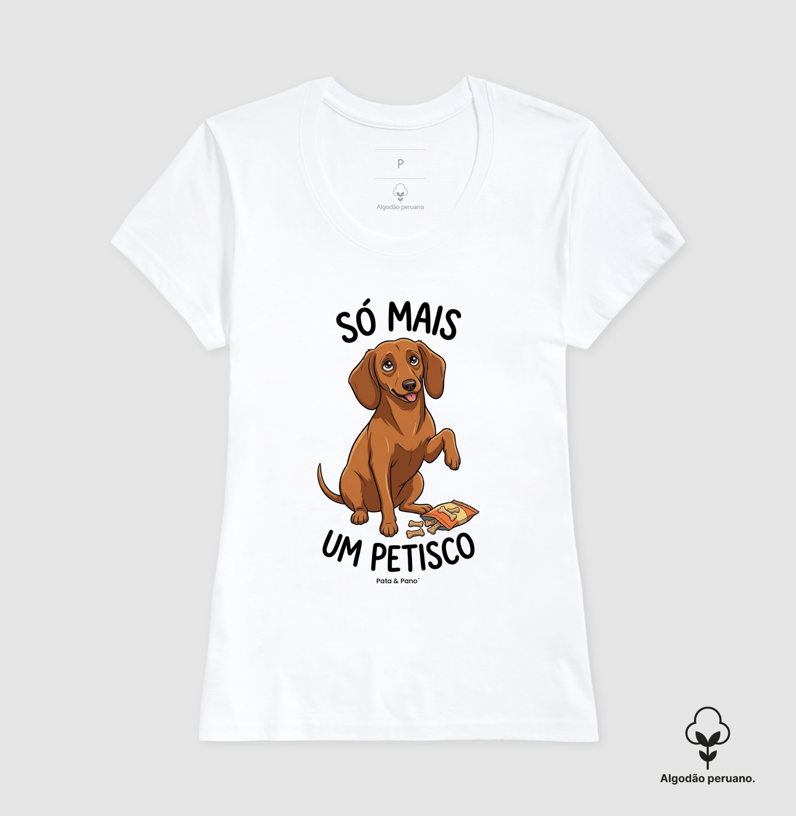 CAMISETA ALGODÃO PERUANO DACHSHUND SALSICHA PETISCO - Imagem 2