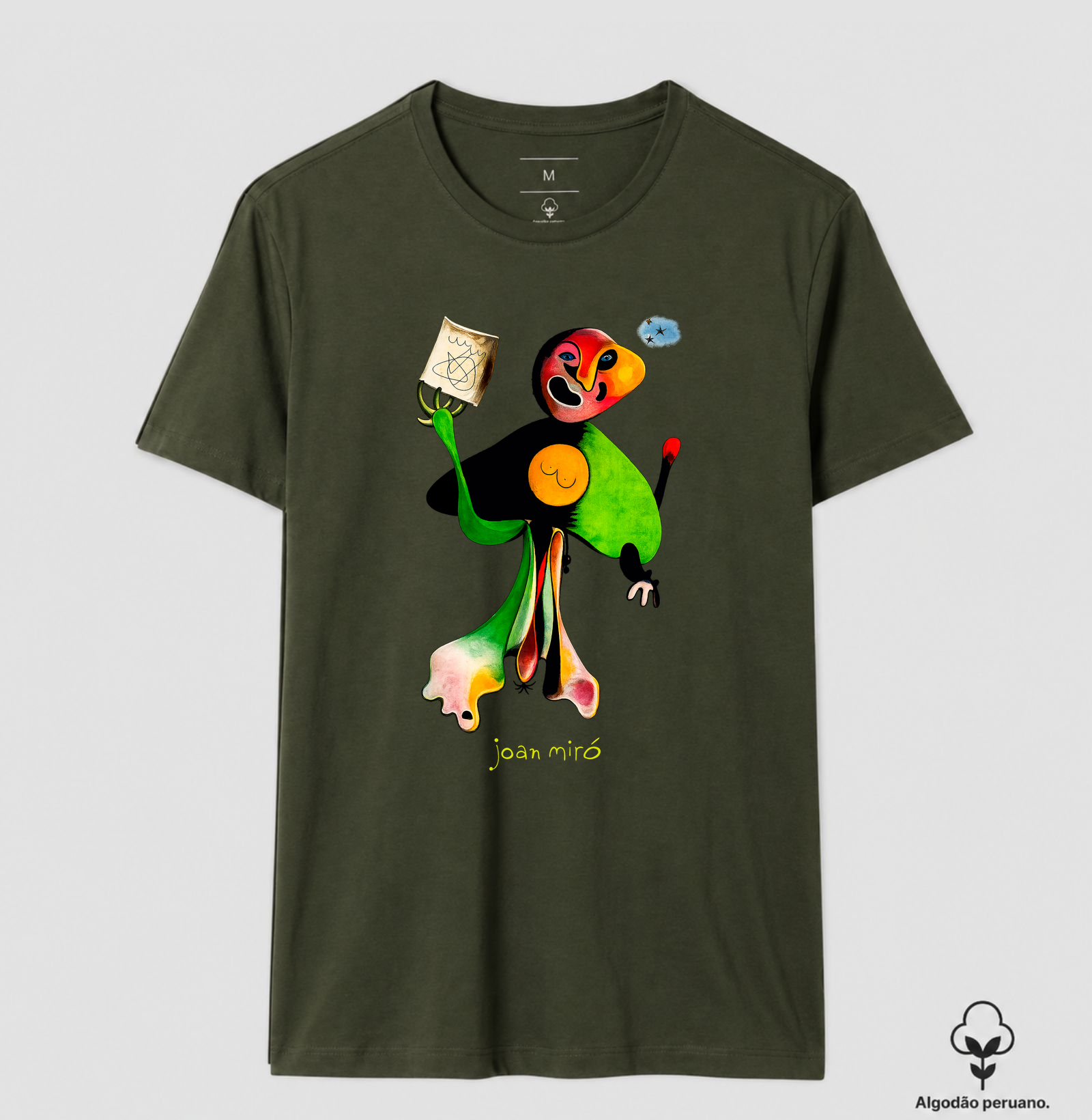 Camiseta Algodão Peruano Tanguis Joan Miró Homem com Cachimbo  - Imagem 7