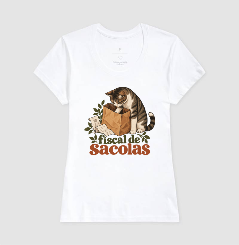 Camiseta Gato Compras "fiscal de sacolas" | Pelo & Pano - Imagem 5