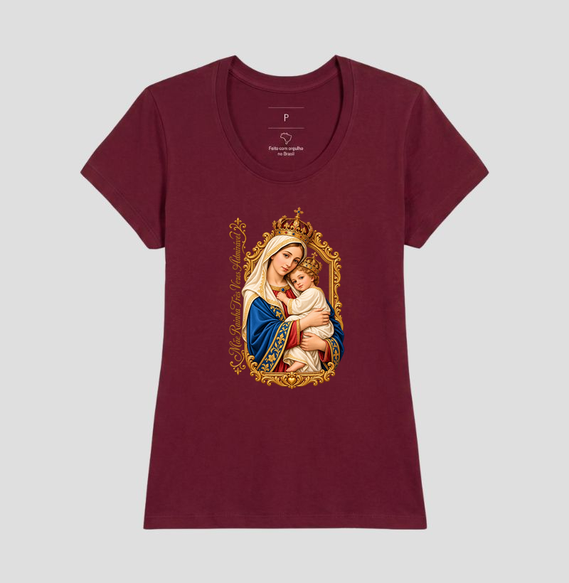 Camiseta Mãe Rainha Três Vezes Admirável Com Menino Jesus - Imagem 17