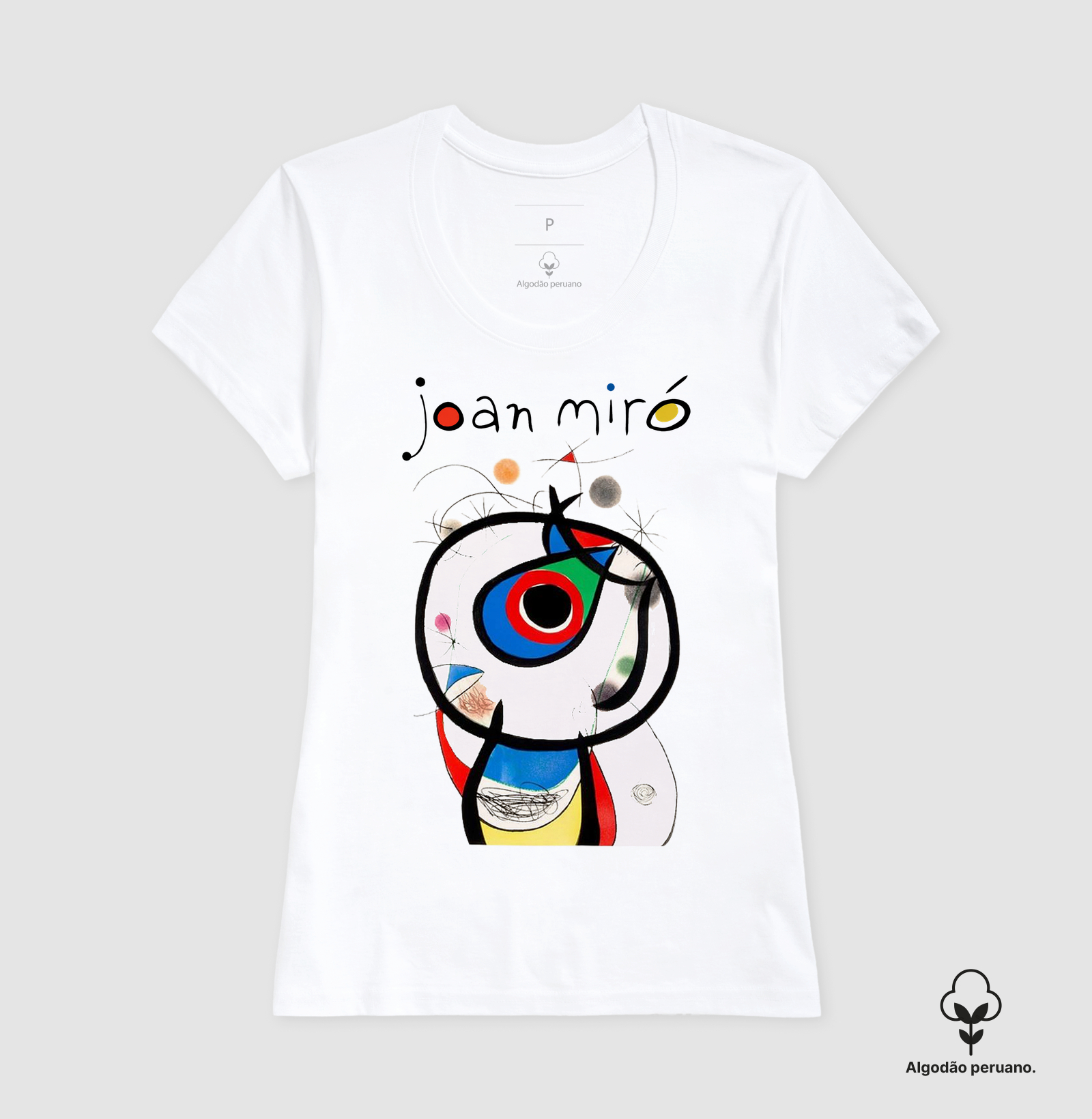 Camiseta Algodão Peruano Tanguis Joan Miró Mulher e Pássaro - Imagem 3