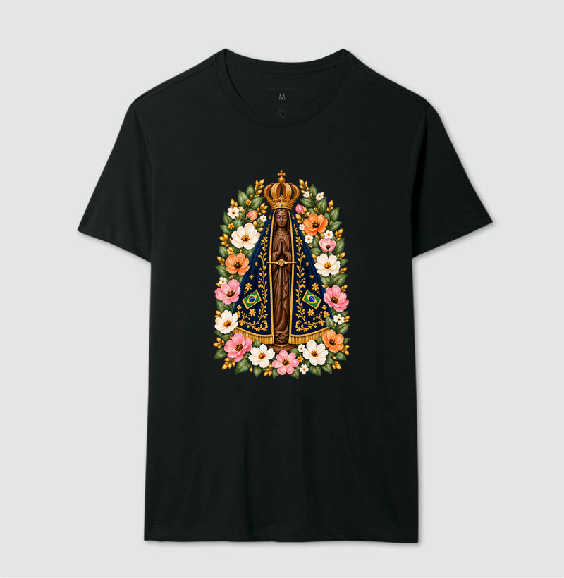 Camiseta Nossa Senhora Aparecida com Flores - Imagem 2