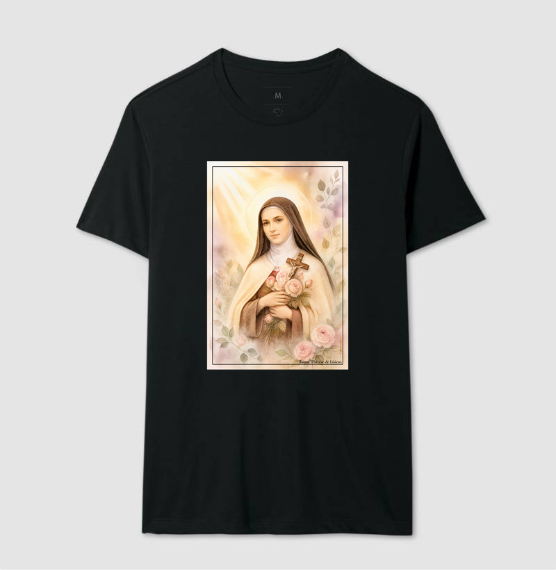 Santa Teresinha do Menino Jesus - Arte em Aquarela com Rosas - Imagem 2