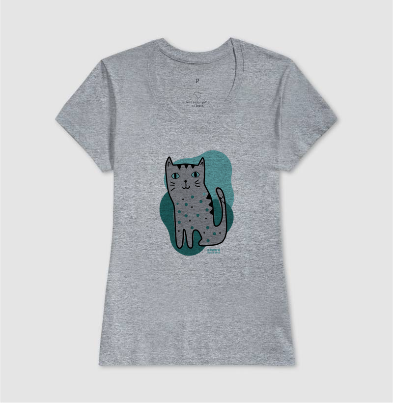 Desenho de gato cinza com fundo verde - Imagem 10