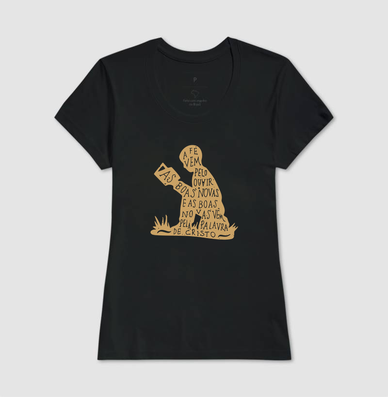 Camiseta Feminina A fé vem pelo Ouvir - Imagem 2