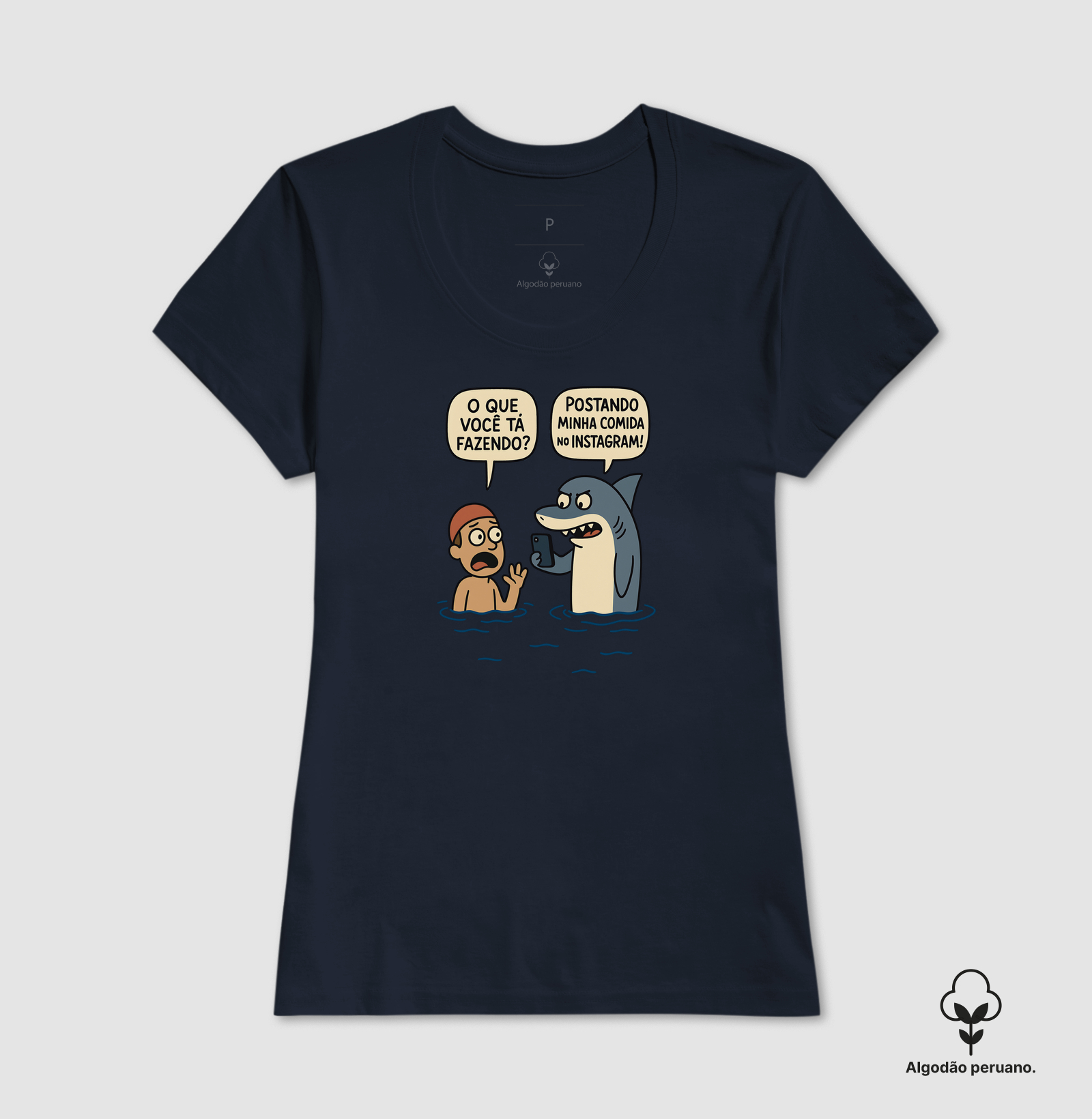 Camiseta Algodão Peruano Tubarão Foodgram - Imagem 5