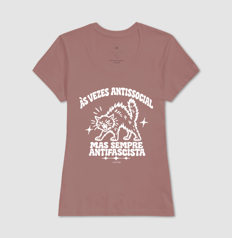 Camiseta Às Vezes Antissocial, Mas Sempre Antifascista (a virada) - Imagem 15