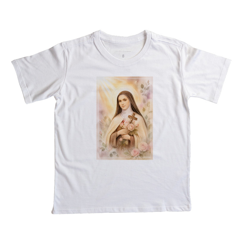 Santa Teresinha do Menino Jesus - Arte em Aquarela com Rosas - Imagem 3