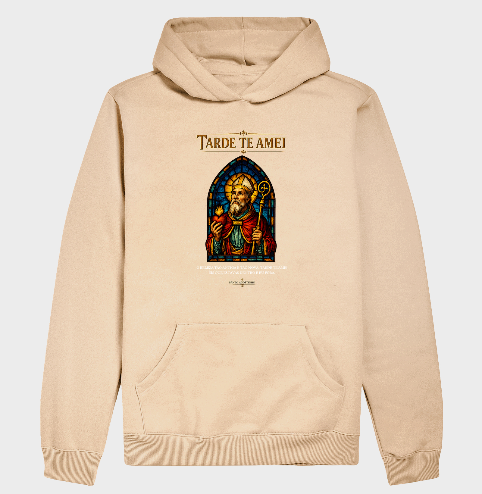 Hoodie Moletom Santo Agostinho Vitral Tarde te Amei - Imagem 5