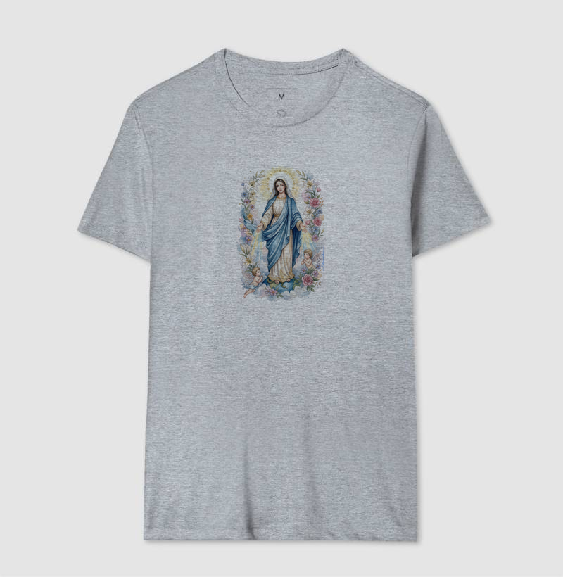 Camiseta Nossa Senhora das Graças - Raios de Luz e Anjos - Imagem 4