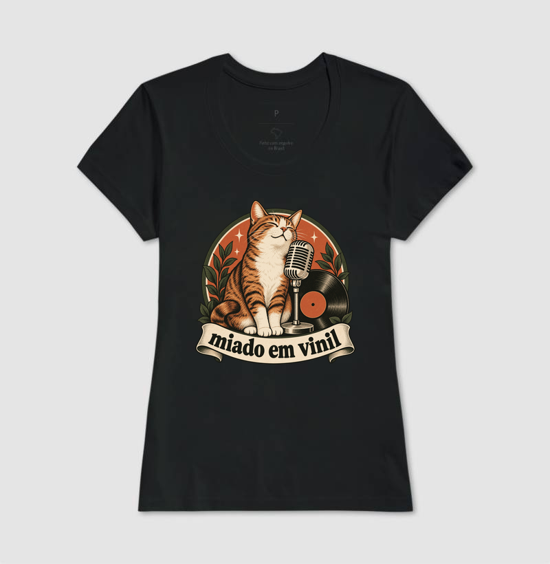 Camiseta Gato Música "miado em vinil" | Pelo & Pano - Imagem 3