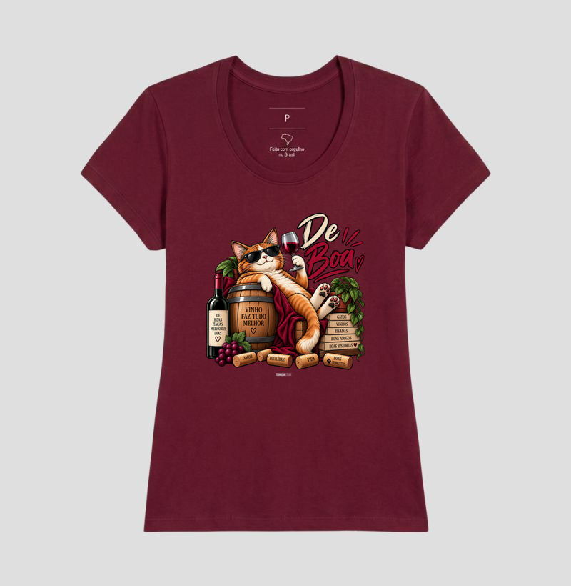 Camiseta “De Boa” Gato com Vinho – Estilo Relax & Life Mood - Imagem 17