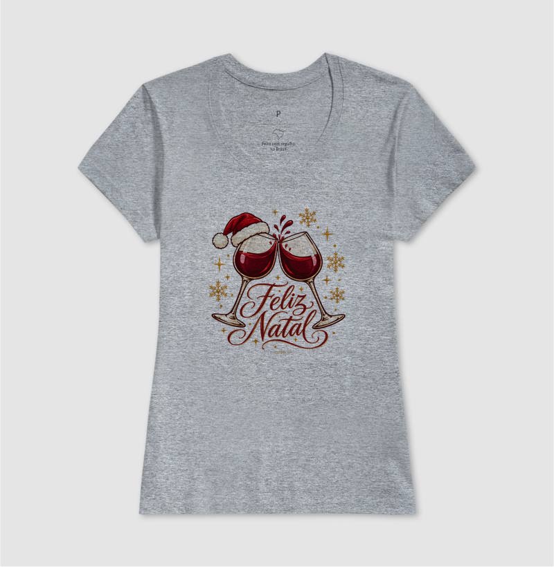 Camiseta Feliz Natal – Brinde de Taças de Vinho - Imagem 9