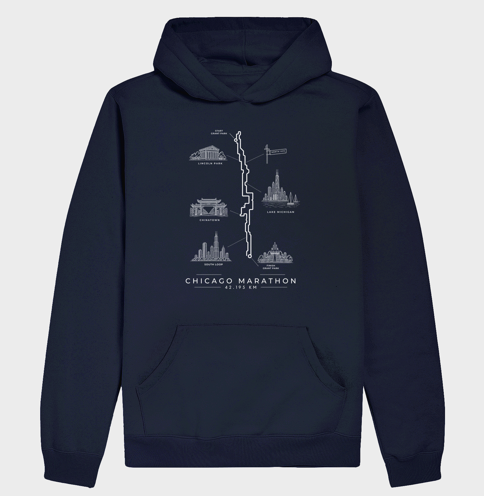 Hoodie Moletom Maratona - Percurso Maratona de Chicago - Imagem 4