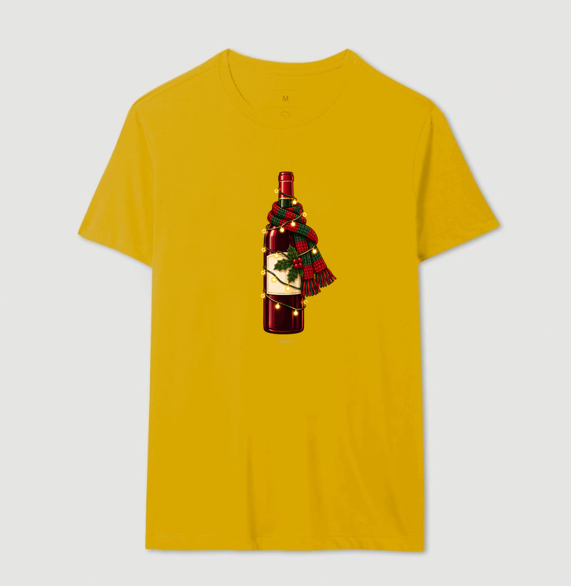 Camiseta Natal com Vinho – Garrafa de Cachecol e Pisca-Pisca - Imagem 14