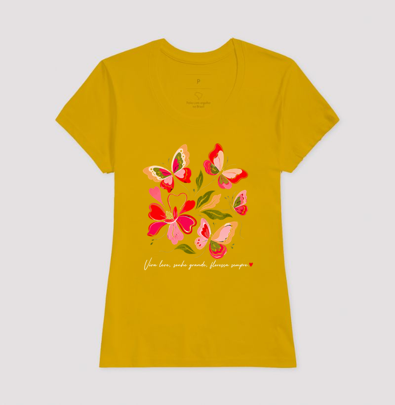 Camiseta Viva leve, Sonhe grande, Floresça sempre. - Imagem 15