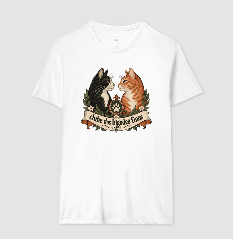 Camiseta Gato Clássica "clube dos bigodes finos" | Pelo & Pano - Imagem 4