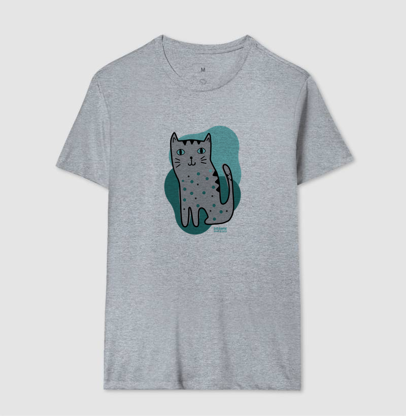 Desenho de gato cinza com fundo verde - Imagem 9