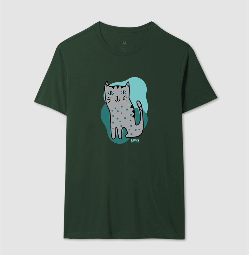 Desenho de gato cinza com fundo verde - Imagem 13