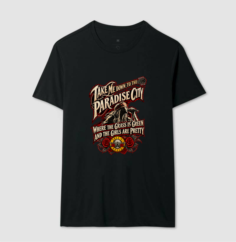 Camiseta Rock Paradise City – Guitarra e Rosas | Iron Malte - Imagem 2