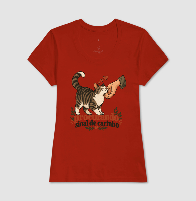 Camiseta Gato Carinho "procurando sinal de carinho" | Pelo & Pano - Imagem 11