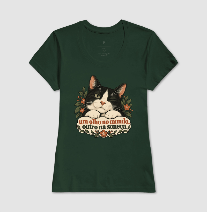 Camiseta Gato Minimalista "um olho no mundo" | Pelo & Pano - Imagem 13
