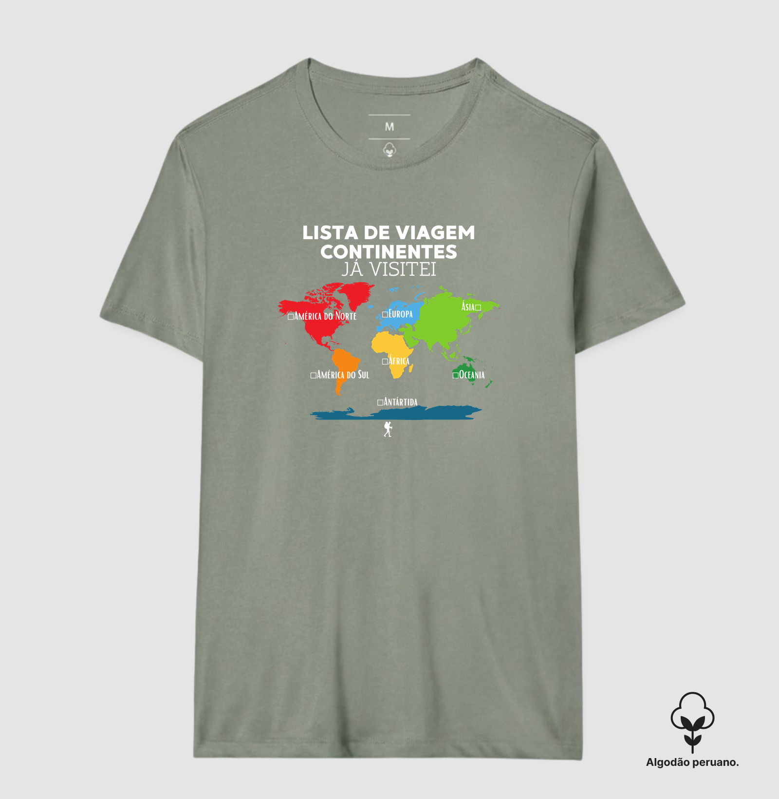 Camiseta Lista de Viagem Continentes Ja Visitei | Mapa Mundi Auto Personalizavel | Colecao Personalizaveis - Imagem 4