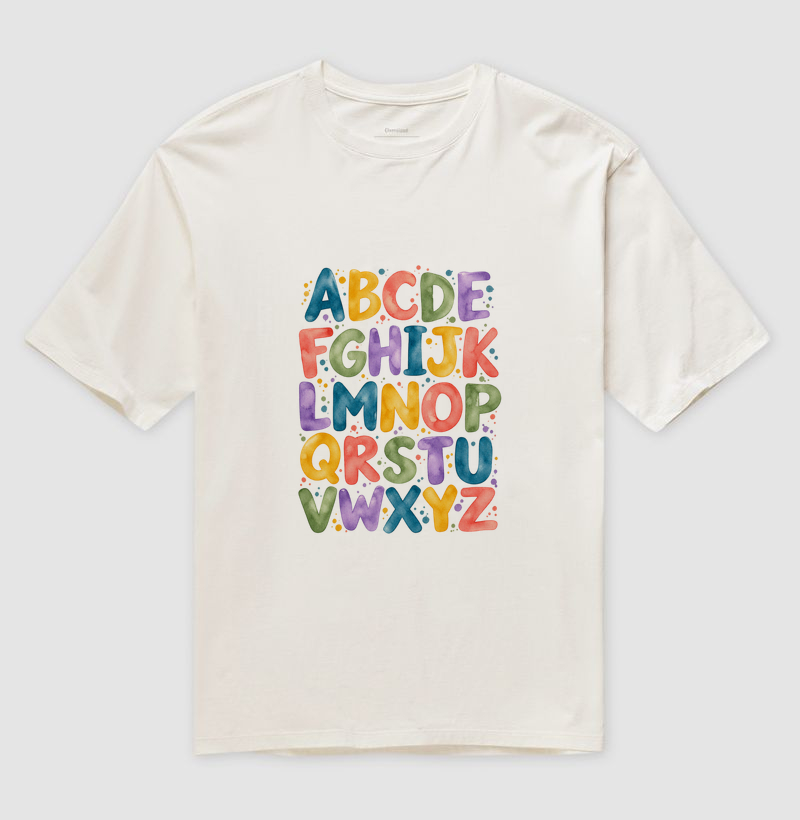 Camiseta Oversized Alfabeto em Cores - Imagem 4