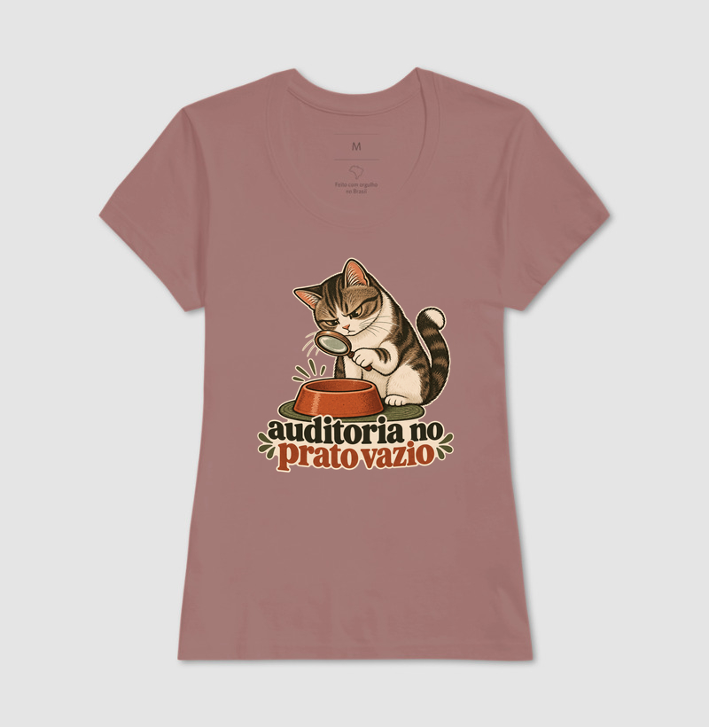 Camiseta Gato Comida "auditoria no prato vazio" | Pelo & Pano - Imagem 17