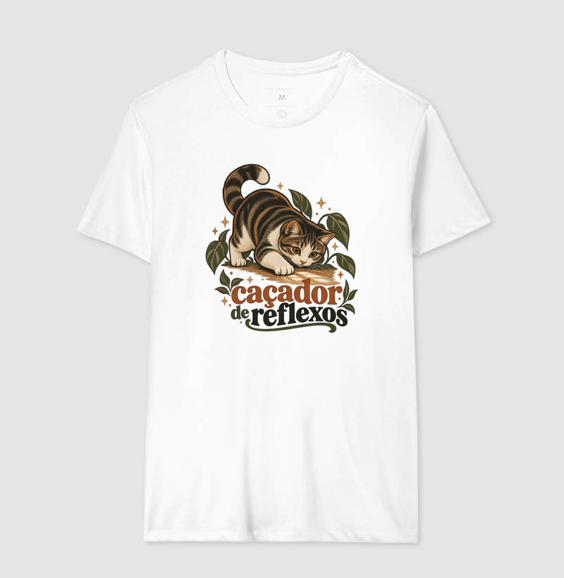 Camiseta Gato Brincando "caçador de reflexos" | Pelo & Pano - Imagem 4