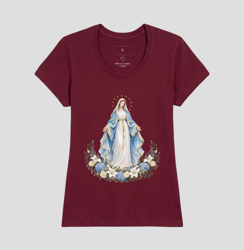 Nossa Senhora das Graças — Lírica Celeste com Coroa de Estrelas e Hortênsias - Imagem 19