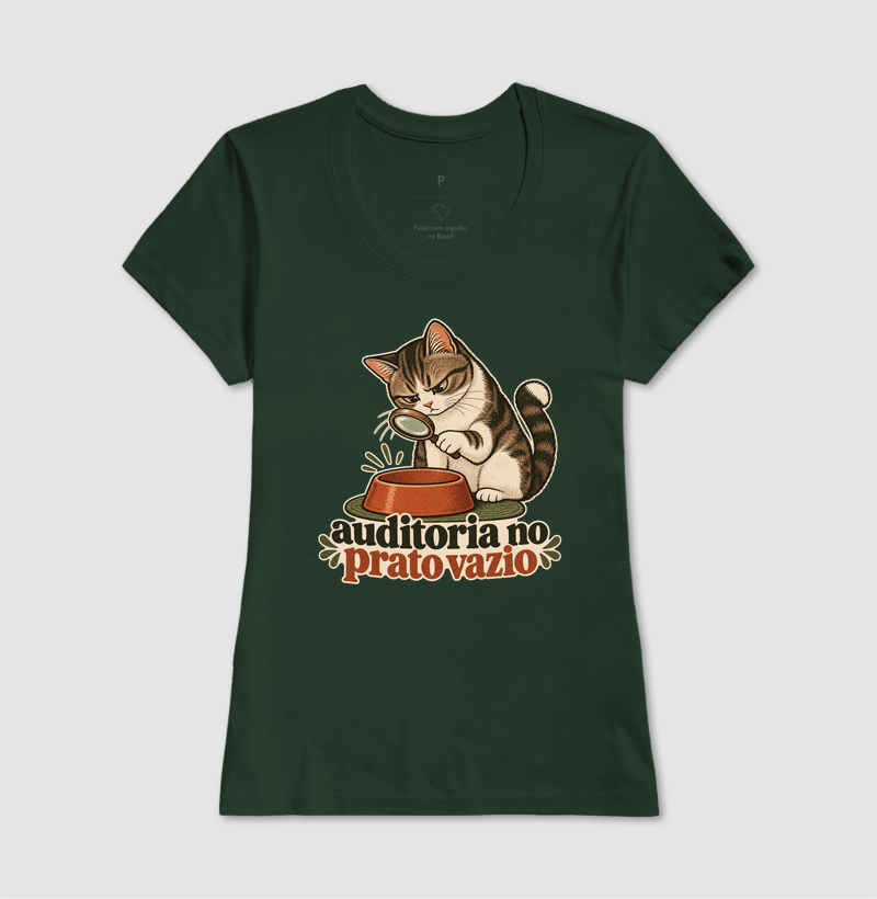 Camiseta Gato Comida "auditoria no prato vazio" | Pelo & Pano - Imagem 13