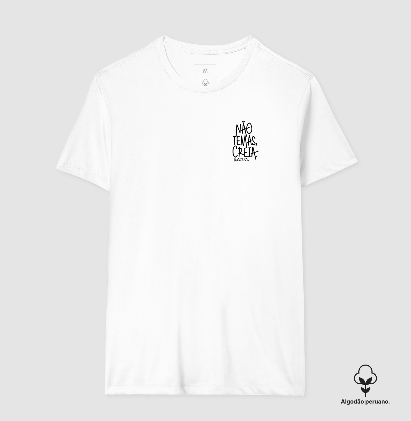 Camiseta Masc. Algodão Peruano Não temas, Creia - Imagem 4